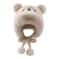 thumbnail image 4 of Segolike Cute Stuffed Bear Ear Hat Comfortable Animal Headgear for Girls Camping Holidays Beige, 4 of 8
