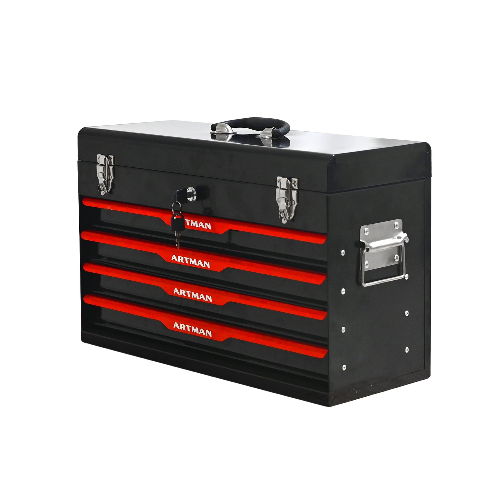 20" Steel Tool Box with Drawers, Lockable Powder-coated Storage
