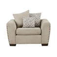 thumbnail image 2 of Gini 45 Inch Accent Chair- 3 Pillows- Nailhead Trim- Brown Chenille- Wood, 2 of 5