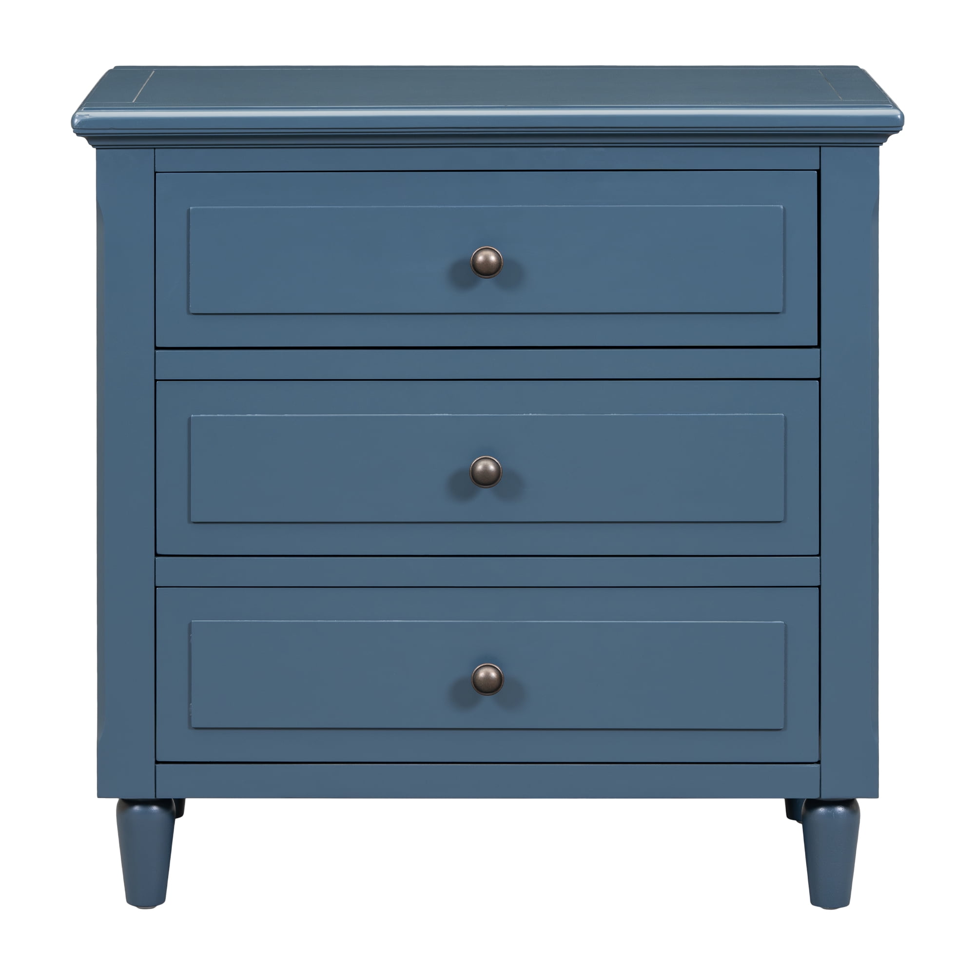 3 Drawer Nightstand,28" H Bedside Cabinet with Metal Handle,Modern Sofa Side Table with Rubber Legs for Bedroom Sofa Couch Office,Blue