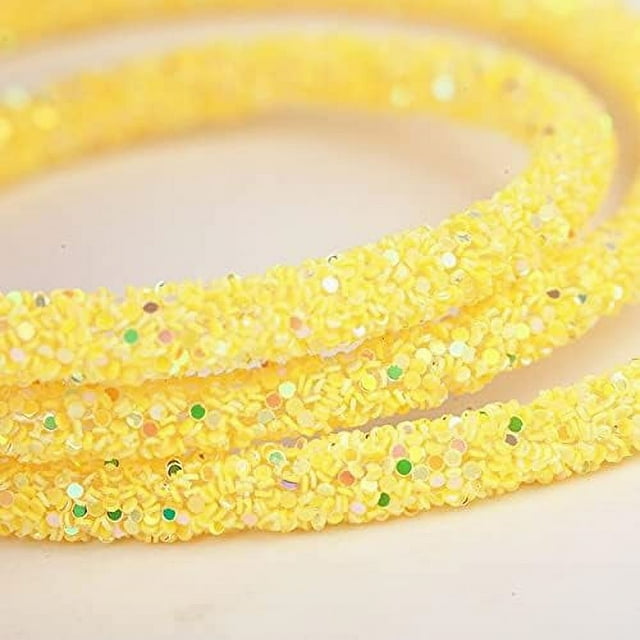 HUGFEGWE 5 Yards 6mm Corde à Sequins Strass Tube Corde Résine Garnitures Strass PVC Corde Robe de Mariée Costume Applique Accessoire Bijoux Artisanat Nœuds Sacs Boucles d'Oreilles Fait Main