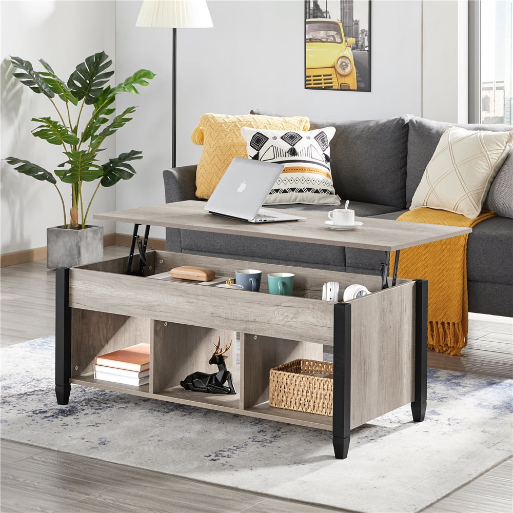 Alden Design 47.5" Lift Top Coffee Table with 3 Storage Compartments