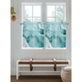 thumbnail image 4 of Turquoise Marble Half Window Curtains 24 Inches Long, Modern Abstract Art Window Treatment Curtain Drapes, Watercolor Texture Short Window Tiers for Laundry Room Over Sink, 27.5"x24", 2 Panels, 4 of 6