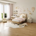 thumbnail image 1 of Tamaño individual marco de cama niños-forrado platform marco de cama con adjustable cabecero y LED light de madera slats support no necesita colchón base niños' room o nursery coffee, 1 of 7