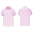 thumbnail image 3 of Camisa Estilo Boyfriend A Rayas Fruncidas para Mujer, Informal, con Cuello Corto, Mangas , Botones y Bolsillo, Color Rosa, Talla 4XL, 3 of 7