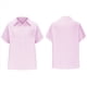 thumbnail image 3 of Camisa Estilo Boyfriend A Rayas Fruncidas para Mujer, Informal, con Cuello Corto, Mangas , Botones, Blusa con Bolsillo, Rosa, Talla S, 3 of 7