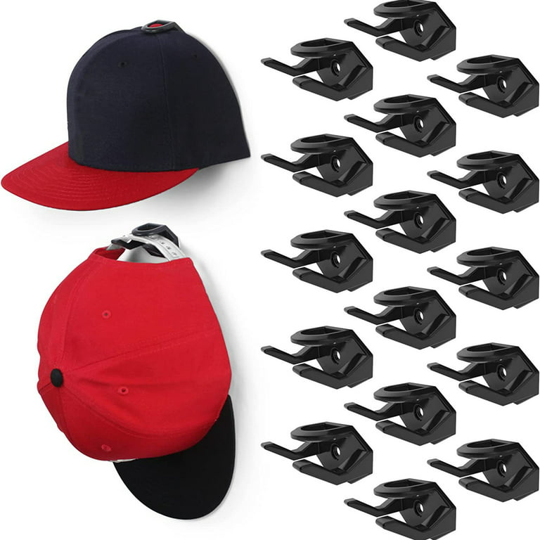 UDIYO Adhesive Hat Hooks for Wall, Hat Rack for Baseball Caps, No  Drilling-16Pcs 
