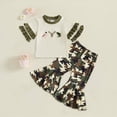 thumbnail image 2 of Xyant Toddler Baby Girl Summer Outfit Deer Duck Hunting Short Sleeve T-Shirt Tops Camouflage Flare Pants Infant Spring 2Pcs Clothes Set (Green,3-4 Years), 2 of 7