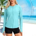 thumbnail image 5 of Feancey Womens Sun Protection Jackets Long Sleeve Slim Fit Zip Up Hoodies Breathable Lightweight Running Hooded Tops with Pockets and Thumb Holes Mint Green L, 5 of 9