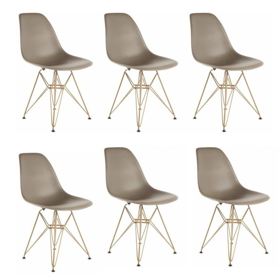 Eiffel Dining Chair with Gold Base - Taupe
