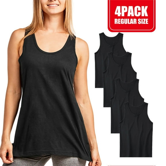 4 Pack Women's Tank Tops 100% Cotton Loose Fit Sleeveless Solid Color Workout Causal Breathable Athletic Yoga Basic Comfort Womenswear