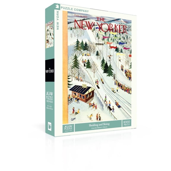 New York Puzzle Company Sledding and Skiing 1000 Piece Jigsaw Puzzle