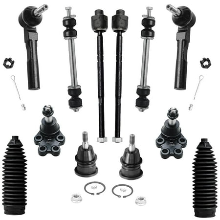 Detroit Axle - RWD Front End 12pc Suspension Kit for Chevy GMC Silverado Sierra 1500 1999-2006, Upper & Lower Ball Joints Inner Outer Tie Rods Sway Bars Boots Replacement with Front Coil Spring