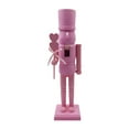 thumbnail image 2 of segolike Nutcracker Soldier Figure Decor Statue Sculpture for Outdoor Fireplace Party Pink, 2 of 9