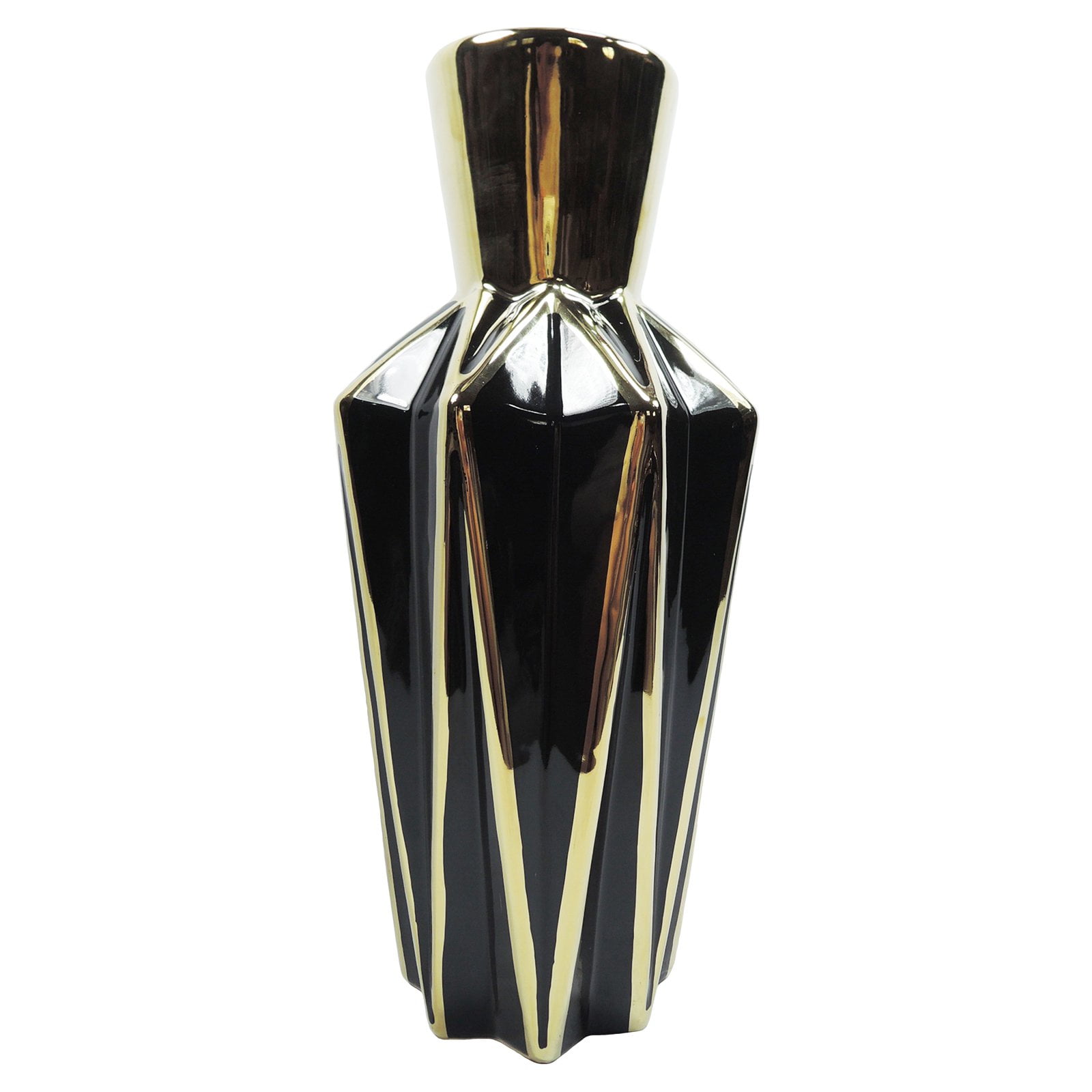 Sagebrook Home 14 in. Black/Gold Ceramic Vase