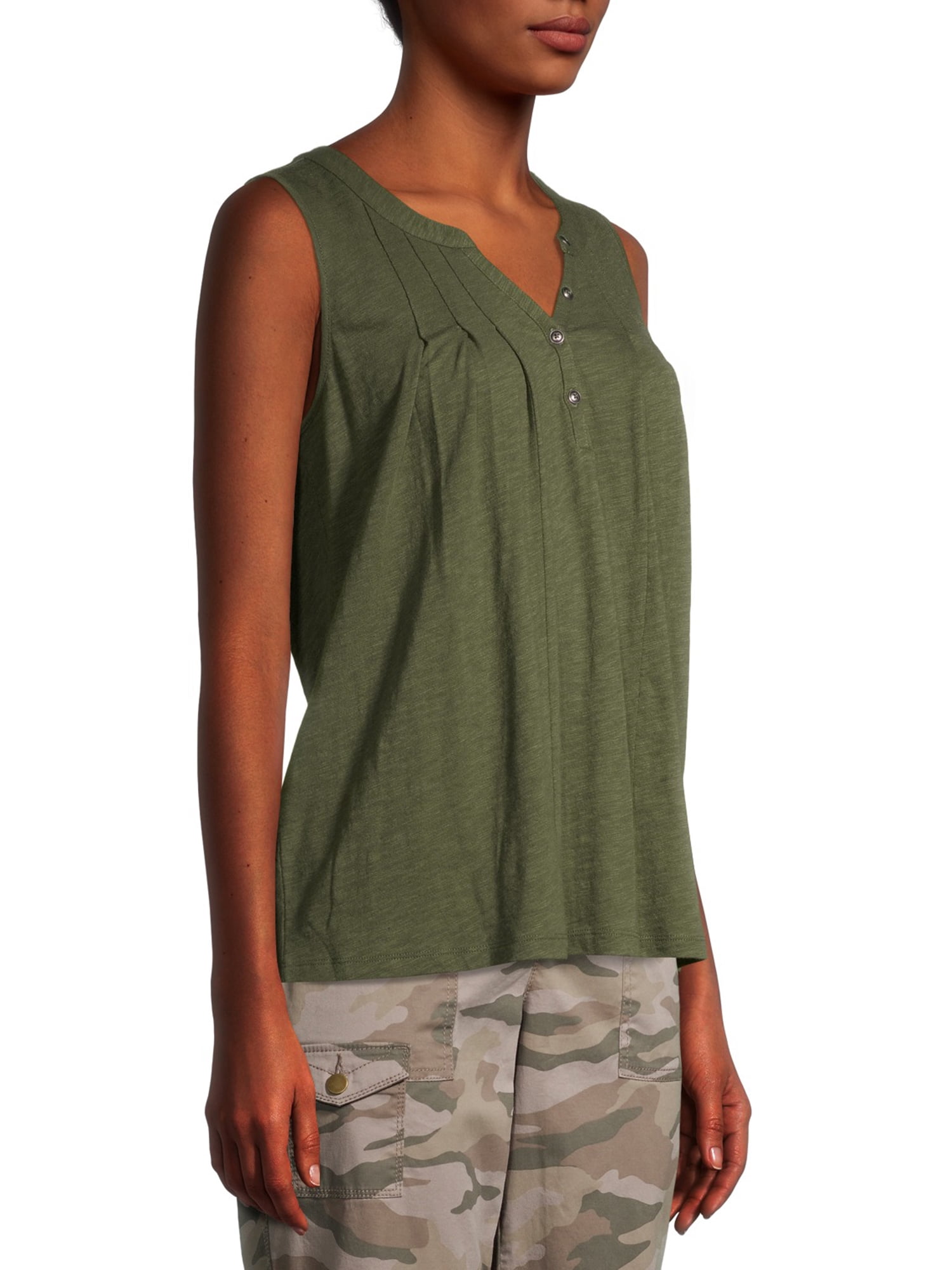 Time and Tru Women's Henley Tank Top
