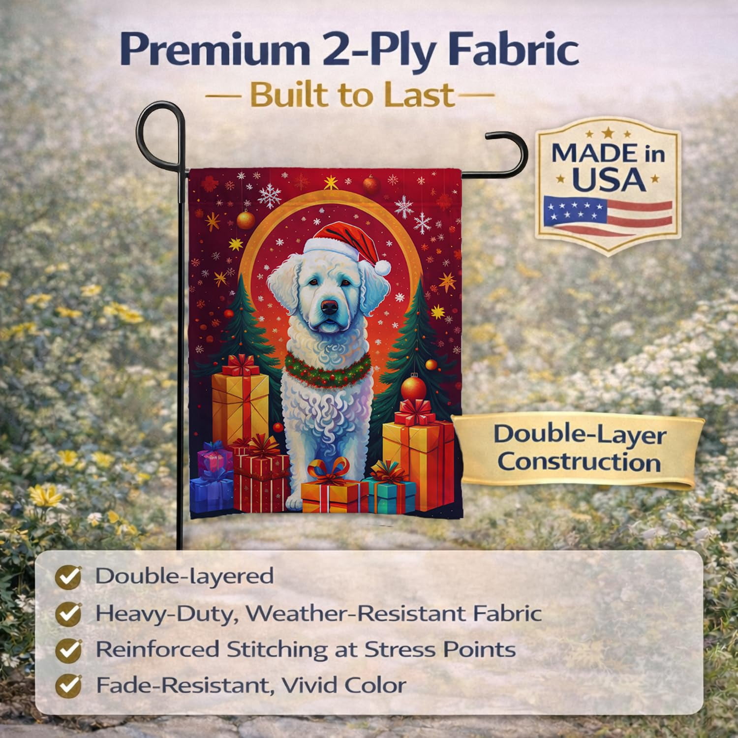 Kuvasz Holiday Christmas Garden Flag 11.25 in x 15.5 in