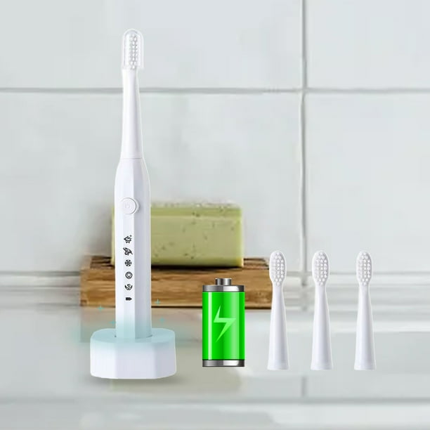 Cepillo de dientes eléctrico recargable con sonido para adultos y niños, de viaje, con 4 cabezales y 5 modos de carga magnética.