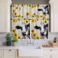 thumbnail image 3 of Kitchen Window Curtains Valance and Tier Set, Farmhouse Cow Sunflower Rod Pocket Tier Curtain Valance Set, Vintage Newspapers Back Light Filtering Cafe Curtains for Bedroom Living Room, 3 of 9