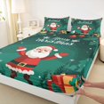 thumbnail image 3 of jejeloiu Cute Santa Claus Queen Sheet Sets,Merry Christmas Flat Sheet,Green Red White Queen Fitted Sheet For Girls Boys,Breathable Home Decor,4 Pieces, 3 of 7