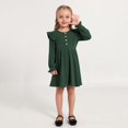 thumbnail image 2 of Hotiary 2-7Y Girls Fall Winter Casual Ribbed Knit Dresses Ruffle Long Sleeve Sweater Dress Button Party Holiday Dress, 2 of 8