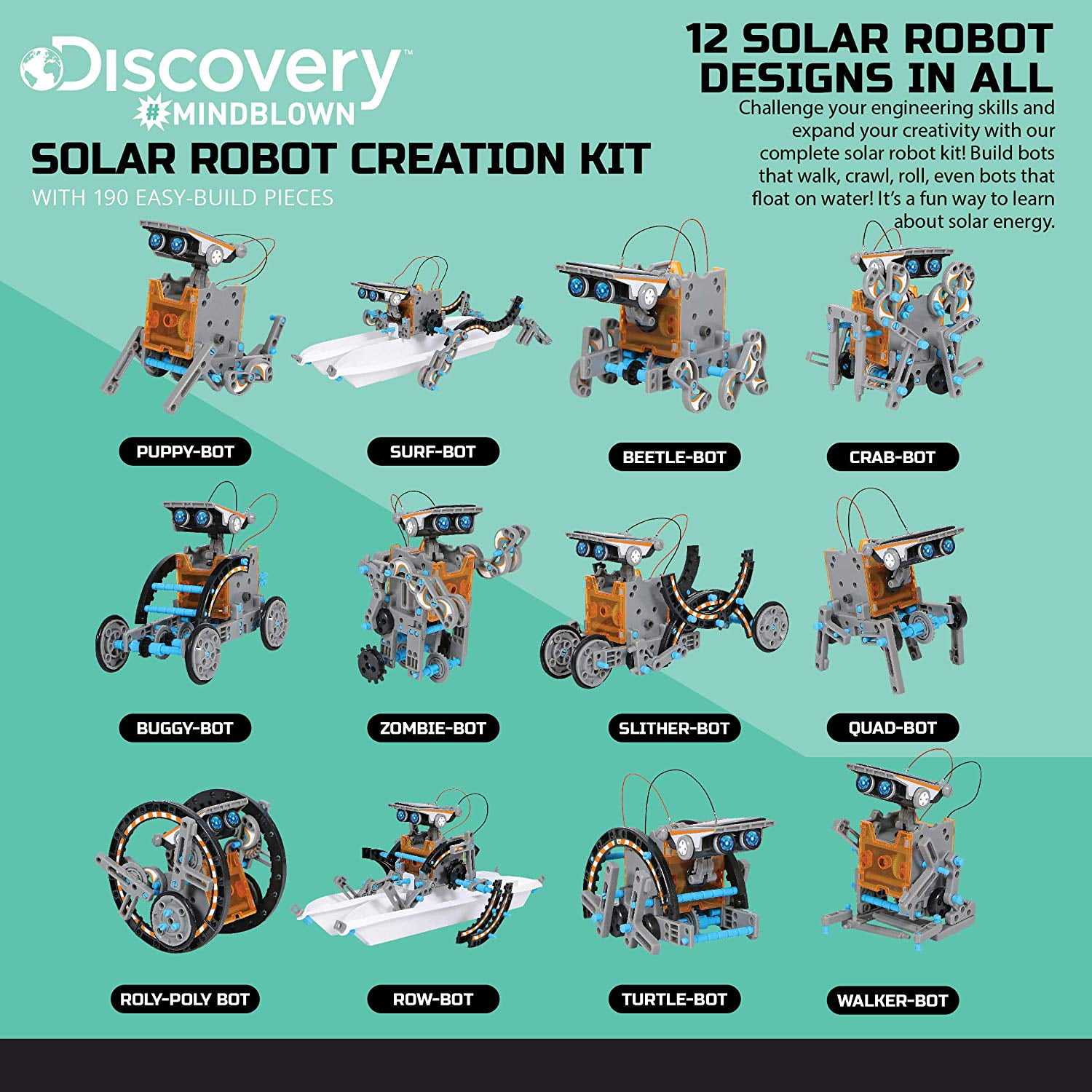 Discovery Mindblown Solar Robot Creation Kit Stem DIY Learning 12-in-1 190 Pcs for sale online 