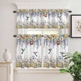 thumbnail image 2 of 3 Piece Kitchen Curtains and Valances Set Watercolor Floral Cafe Curtains 36 Inch Length Spring Daisy Sunflowers Wisteria Hummingbird Valance & Tier Curtain for Living Room Bedroom 54"x18"+27"x36"*2, 2 of 6