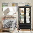 thumbnail image 6 of CKEASEAN 52" Lighted Accent Curio Cabinet with 2 Glass Doors & 1 Drawer, 3-Tier Antique Cabinet with Tempered Glass Adjustable Shelves & Drawer, Storage Display Case for Living Room, Bedroom,Office, 6 of 9