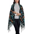 thumbnail image 3 of Cauagu Little Fish Skeleton Print Women Wrap Shawl tassels Scarves Retro Scarf 77.6"X28.3", 3 of 8