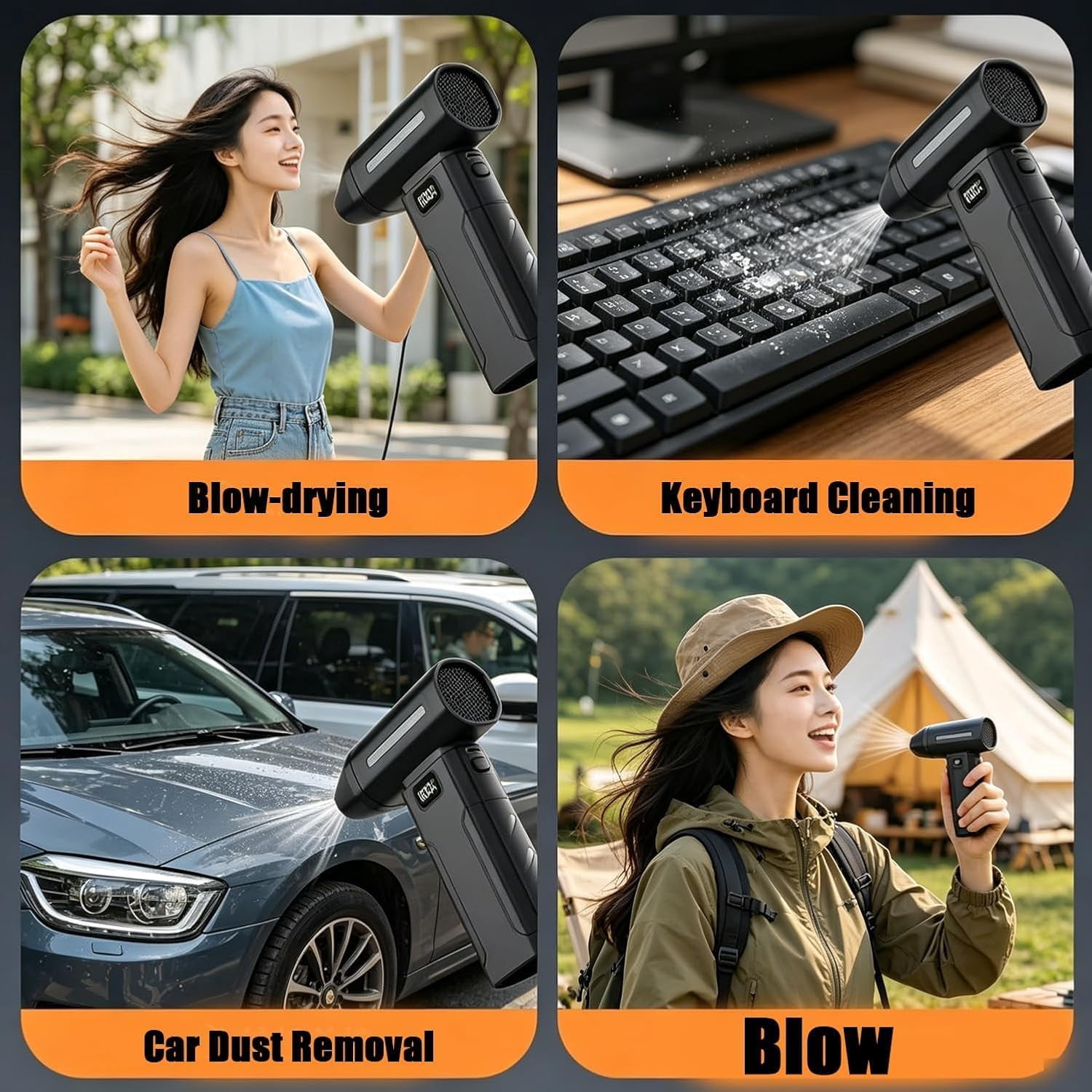 Ultra-Powerful 150,000 Rpm Portable Turbo Fan, Cordless Compressed Air Duster, 5-Gear Adjustable Mini Blower for Computer Cleaning, Keyboard Dusting, Car Detailing, Fast Charging (1)