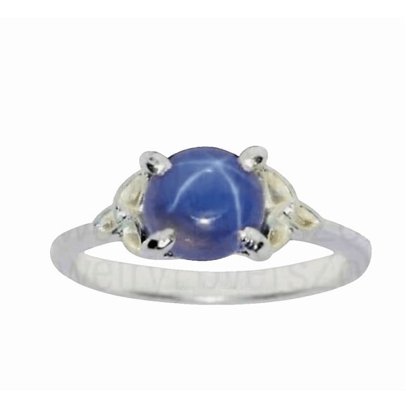 JewelryLoversZone Blue Star Sapphire Ring Engagement, Promise Ring Timeless Silver Gift for Her, Birthstone, Anniversary Jewelry Silver 3