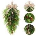 thumbnail image 3 of geerera Christmas Teardrop Swag, Linen Bow and Pine Greenery, Rustic Holiday Decor, for Front Door, Fireplace Mantel, Wall Decor, 3 of 6