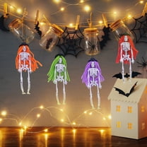 Boovnll Skeleton, 6" Horror & Novelty Poseable Whole Body Mini Skeletons Figurines Hanging Plastic Skeleton Decor with Movable Joints for Graveyard Desktop Holiday Party, Halloween Decorations