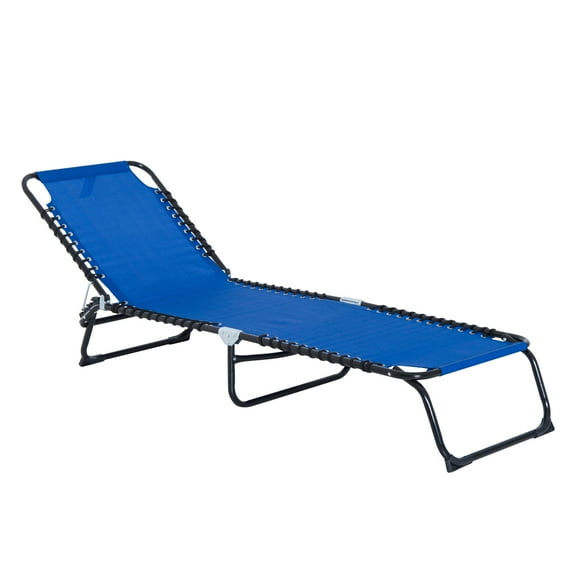 CoSoTower Folding Chaise Lounge Pool Chair, Patio Sun Tanning Chair, Outdoor Lounge Chair with 4-Position Reclining Back, Breathable Mesh Seat for Beach, Yard, Patio, Dark Blue