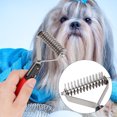thumbnail image 4 of Mango ecológico para mascotas, hoja de acero inoxidable, peine para el pelo con nudo abierto para perros y gatos (M337-13), 4 of 8