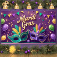 thumbnail image 5 of Colorful Balloons Mardi Gras Banner Feather Decor Carnival Display Mask Elements Purple Green Gold Festive Backdrop for Mardi Gras Party Carnival Celebration Masquerade Ball, 5 of 8