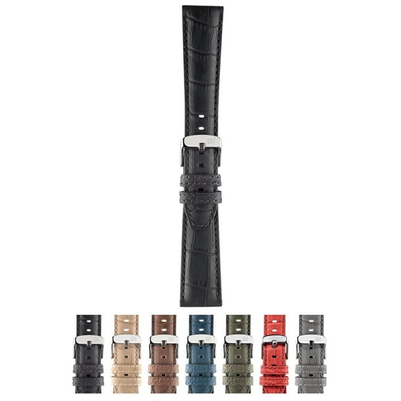 Morellato Soccer Genuine Water Resistant Leather Watch Strap - Black - 18mm - Chrome-plated Stainless Steel Buckle - SPORT Collection