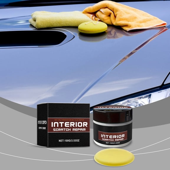 Car Interior Scratch Repair Wax, 100g Multi-Surface Polish for Plastic & Leather, Fast-Drying Scratch Remover with Long-Lasting Protection, Ideal for Car Interior Maintenance