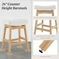 thumbnail image 3 of LUE BONA Saddle Seat Counter Height Bar Stools Set of 2 for Kitchen, Dining, 24in, Beige, 3 of 10