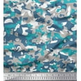 thumbnail image 1 of Soimoi Japan Crepe Satin Fabric Two Tone With Grey Camouflage Printed Fabric 1 Yard 42 Inch Wide, 1 of 1