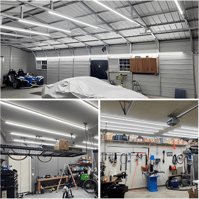JESLED 5FT T8 LED Shop Light, V-Shape 50W 6500LM 6000K Cool White, for Garage, Workshop, Warehouse, Basement, ETL Listed, 4-Pack