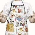 thumbnail image 2 of White Chicken Farm Pattern Apron-Garden Aprons for Women with Pockets-Cotton Linen Waterproof Kitchen Cooking Gardening Aprons Adjustable for Kitchen,Cooking,BBQ and Salon 33x27 Inch, 2 of 4