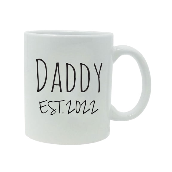 Daddy Established Est. 2022 11-Ounce Ceramic Sublimation Coffee Mug with Gift Box, White