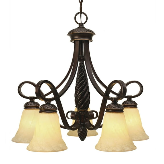 Torbellino 5 Light Chandelier in Cordoban Bronze with Remolino Glass