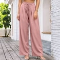 thumbnail image 5 of Cagogo Women Plus Size Wide Leg High Waisted Lounge Pant with Pockets Solid Casual Vacation Long Trousers Baggy Palazzo Pants, Pink XL, 5 of 6