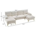 thumbnail image 3 of Modern Modular Sectional Sofa, U Shaped Sectional Sofa Couch, 114'' Modern Large Sectional Sofa with Metal Legs, Fabric Modular Couch with Double Lounge Chaise,4-Seat Indoor Modular Sofa, Creamy White, 3 of 7