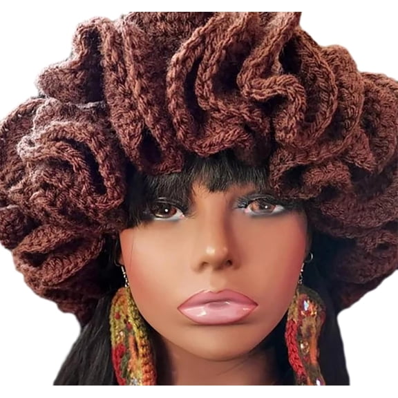 Handmade Crochet Bucket Hat Ruffled Brim Windproof Winter Fisherman Hat for Women and Men One Size