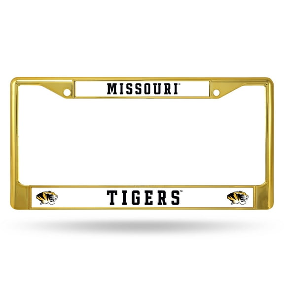 Missouri-MIZZOU-Tiger's Gold Painted Chrome Metal License Plate Frame