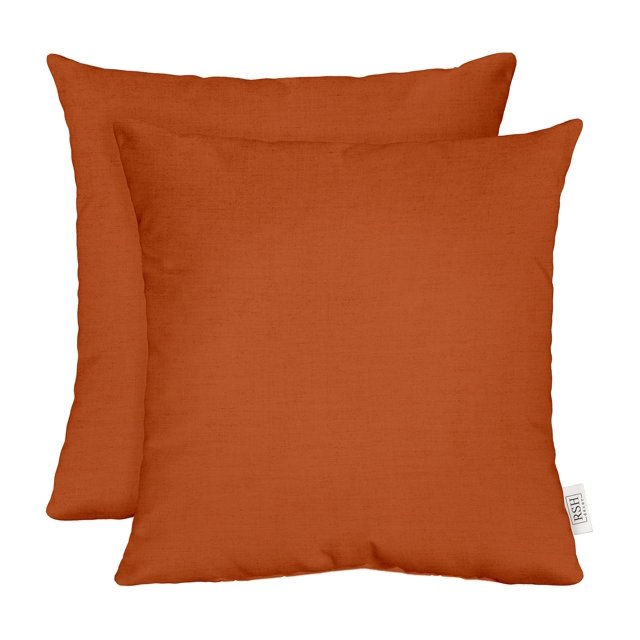 RSH DECOR: Sunbrella Square Throw Pillows Set of 2 | 17" x 17" | Water and Fade-Resistant Performance Fabric | Outdoor Pillow Covers with Down-Alternative Inserts | Canvas Rust