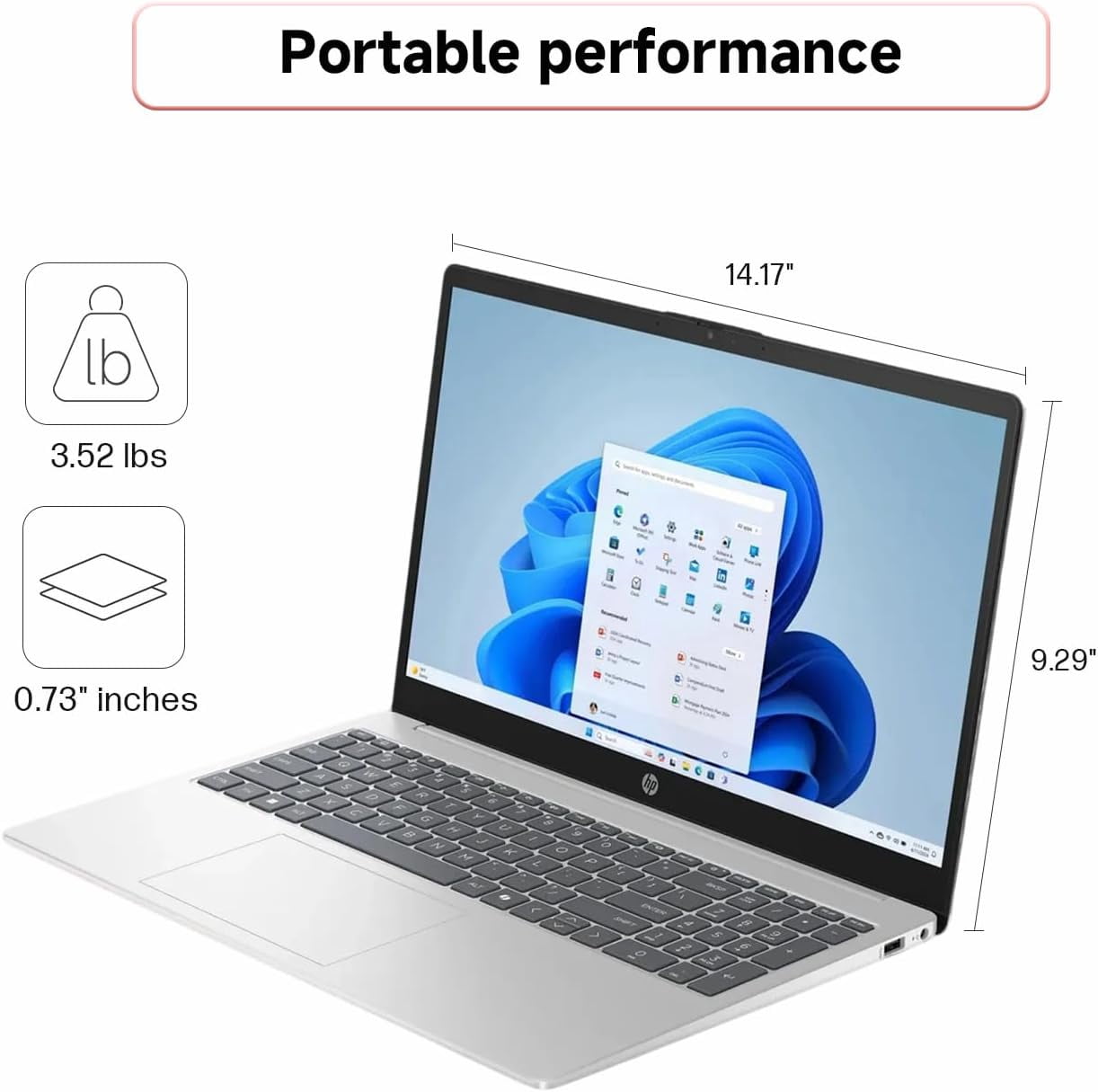 HP 15 Touchscreen Laptop, Intel Core i3-1315U Processor, 16GB RAM, 256GB SSD, 15.6" 250 nits Anti-Glare Display, Intel UHD Graphics, Windows 11 Home